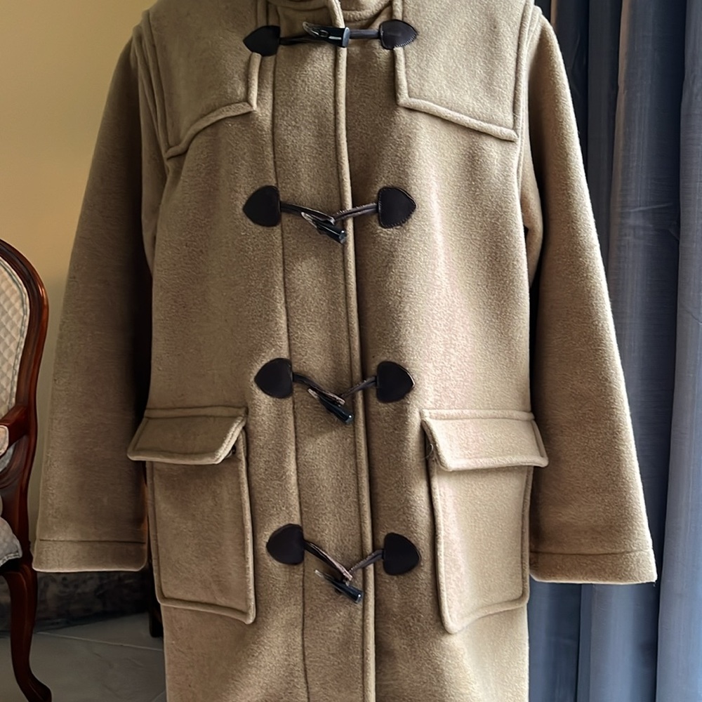 Barbour wool duffle coat with hood. Excellent condition.